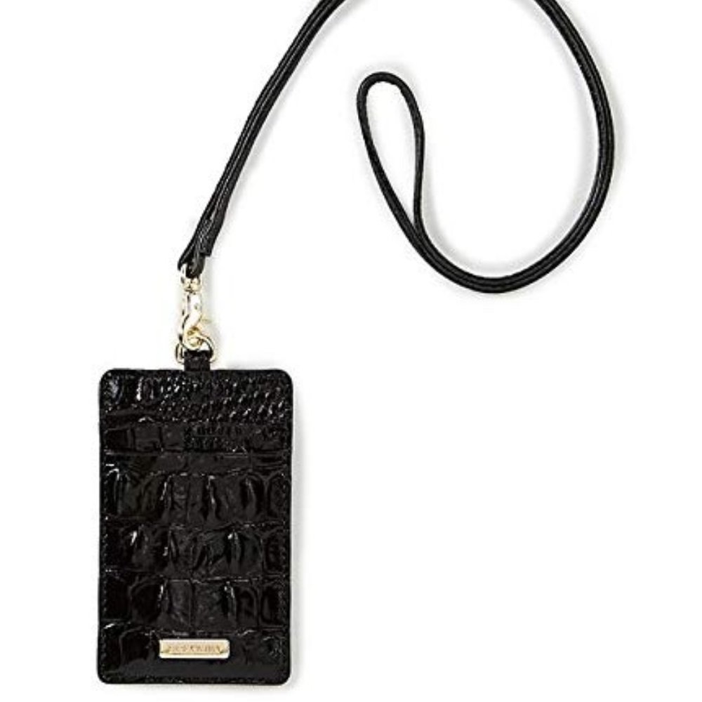 BRAHMIN Sawyer Crocodile Embossed Lanyard Black